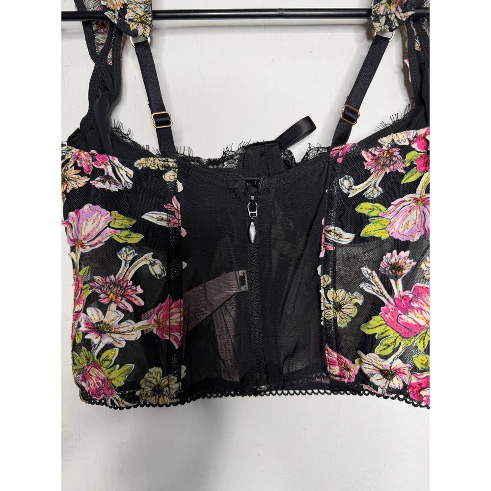 NEW VICTORIA'S SECRET DREAM ANGELS BLACK FLORAL BRA TOP BUSTIER CORSET SZ 32B - Picture 8 of 10